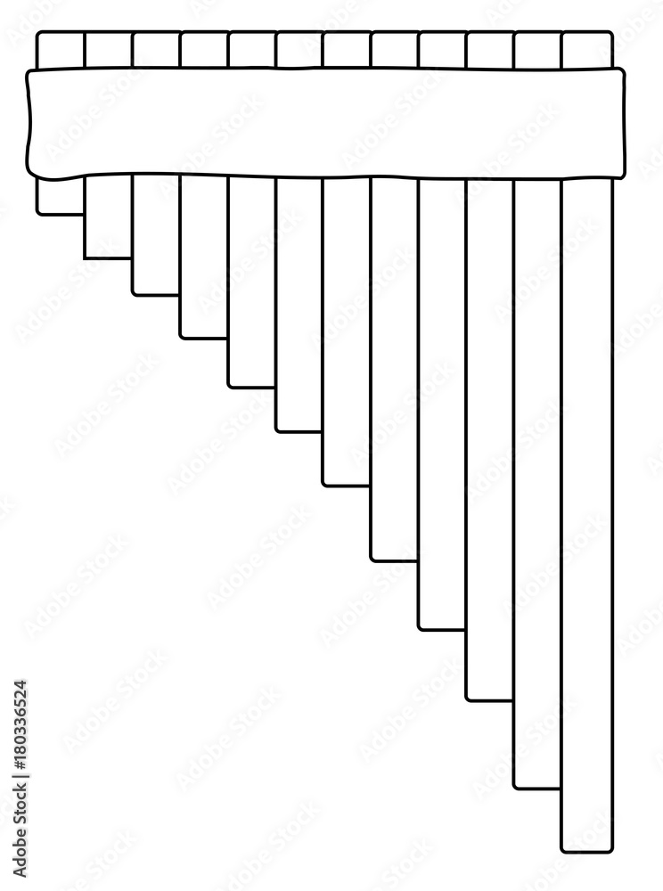 Traditional Pan Pipes Outline Drawing Stock Vector Adobe Stock