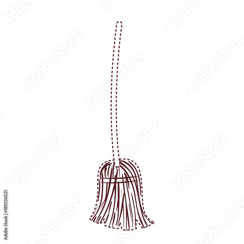witch broom in brown dotted silhouette on white background