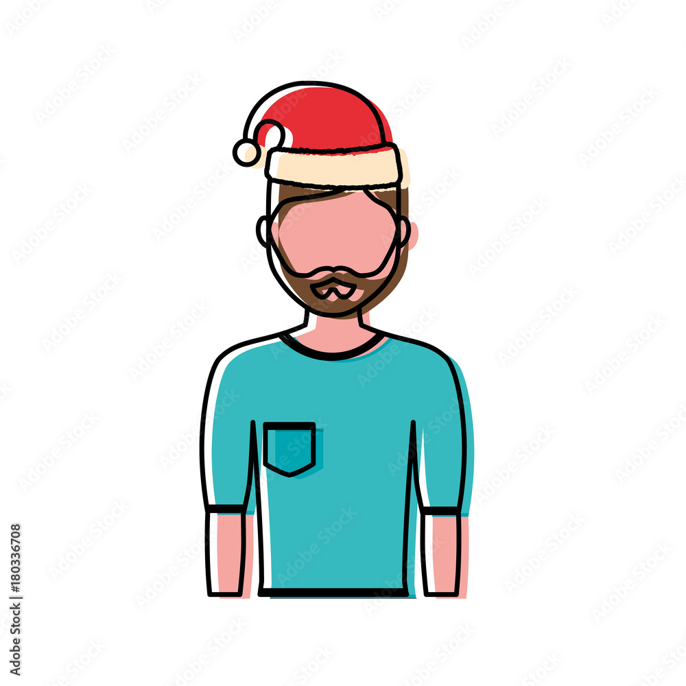 avatar man with christmas hat icon over white background colorful design vector illustration avatar man with christmas hat icon over white background colorful design vector illustration