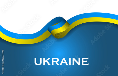 Ukraine sport style flag ribbon classic style. Vector Illustration
