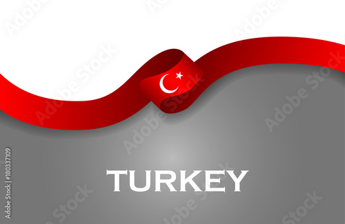 Turkey sport style flag ribbon classic style. Vector Illustration