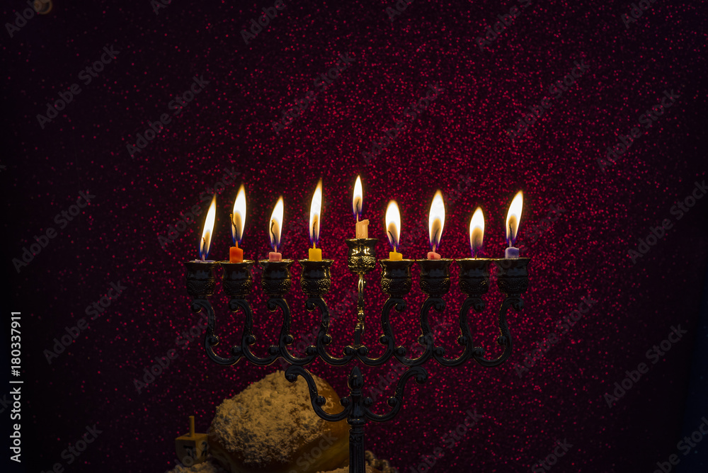 Fototapeta premium Image of the Hanukkah Jewish holiday with a menorah