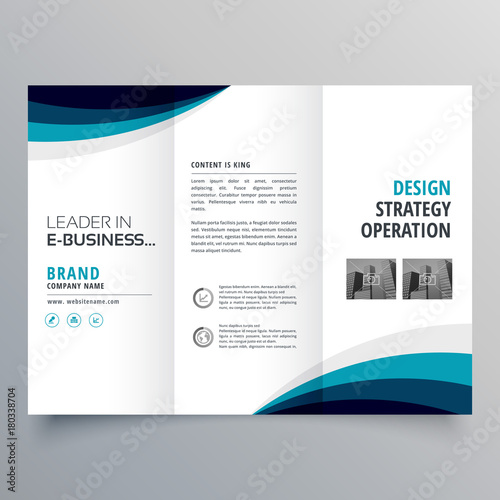 blue wave trifold business brochure design template