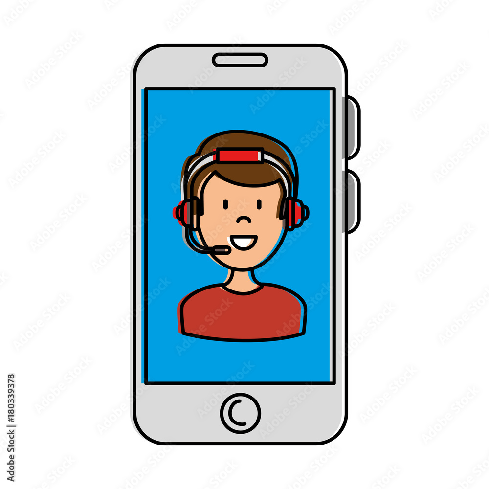 smartphone device with call center agent vector illustration design smartphone device with call center agent vector illustration design