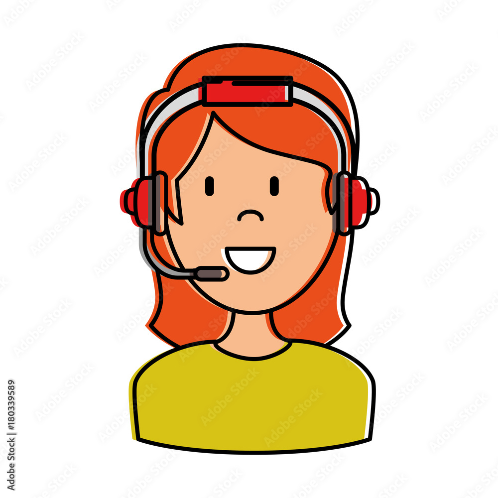 female call center agent vector illustration design