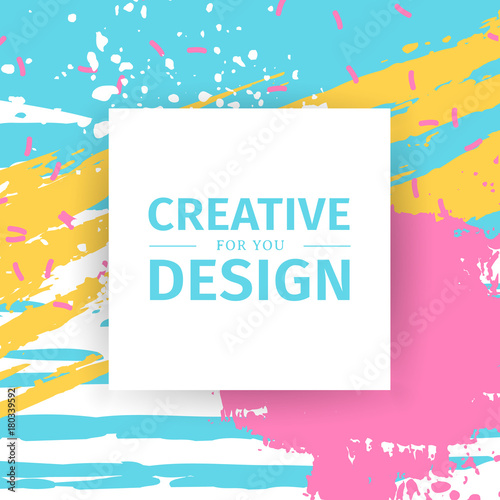 Template cute and postel design square banner with texture background. Poster for offer and presentation on abstract backdrop with watercolor splash. Layout cover for trendy card and flyer. Vector