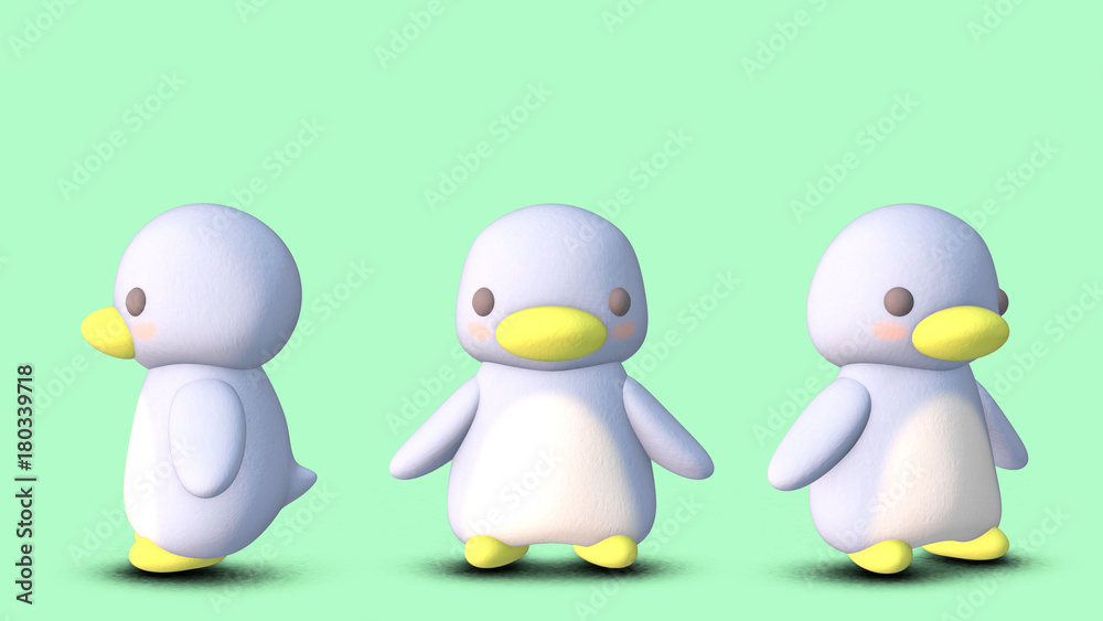 ペンギン 3d Cgイラスト 素材 正面 ３パターン Stock Illustration Adobe Stock