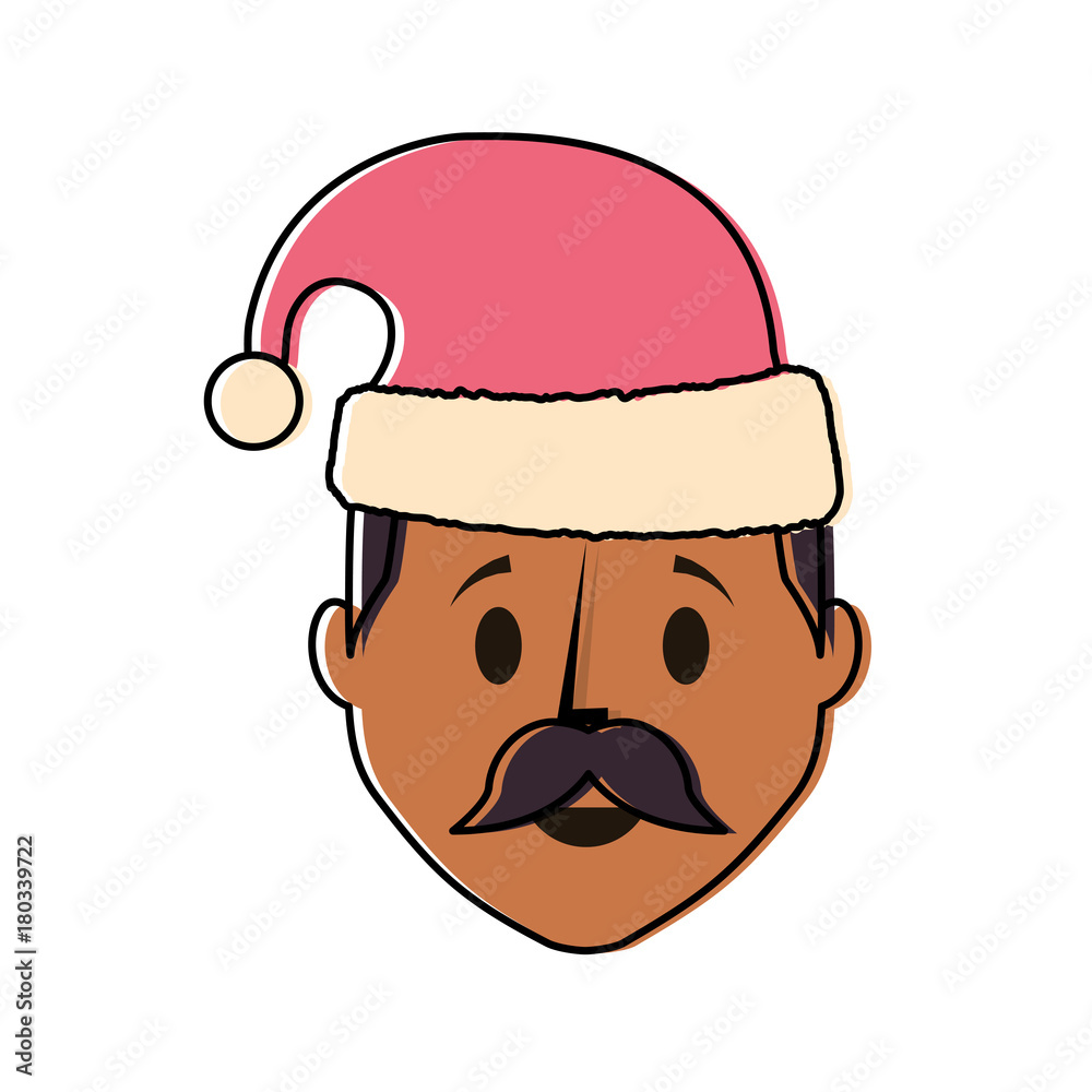 cartoon man with christmas hat icon over white background vector illustration cartoon man with christmas hat icon over white background vector illustration