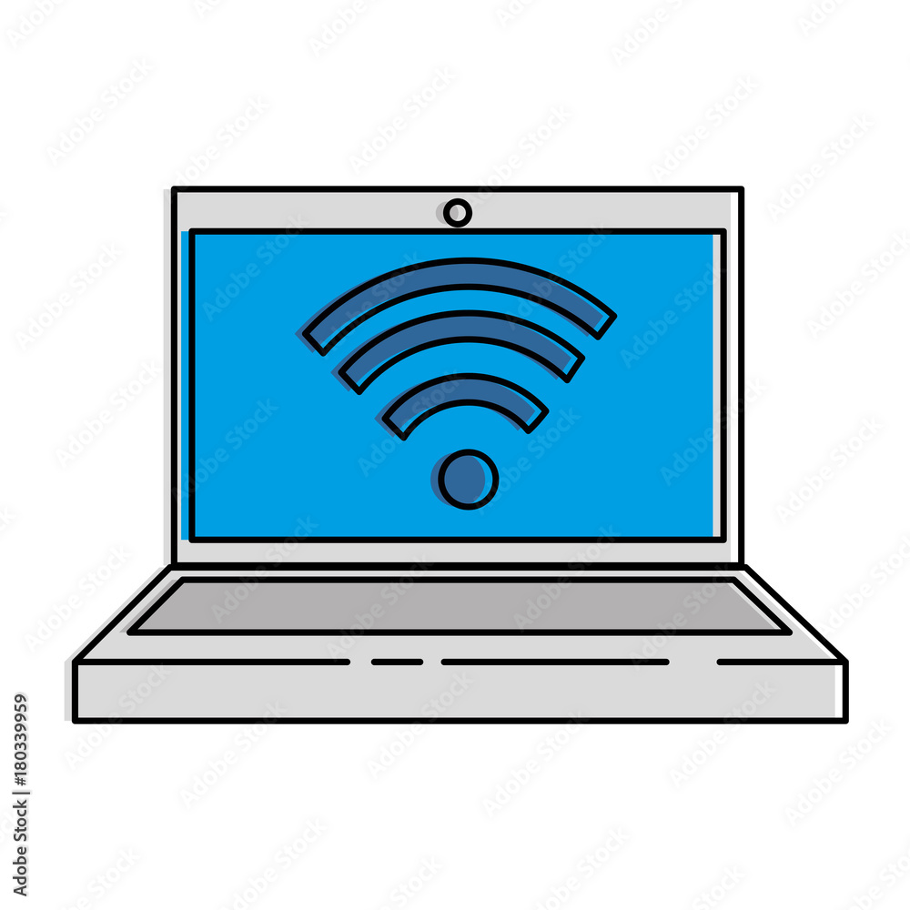 laptop computer with wifi signal vector illustration design laptop computer with wifi signal vector illustration design