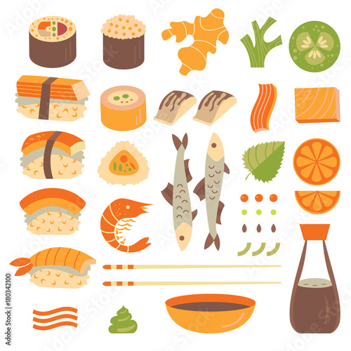 Vector set of  Sushi and Sashim
