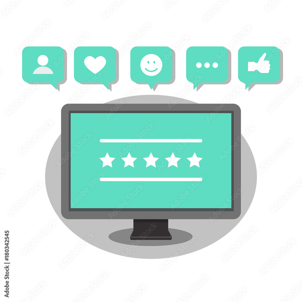 Feedback, reviews and rating testimonials with like, communication concept. Social media success. Flat design, vector illustration. Feedback, reviews and rating testimonials with like, communication concept. Social media success. Flat design, vector illustration.