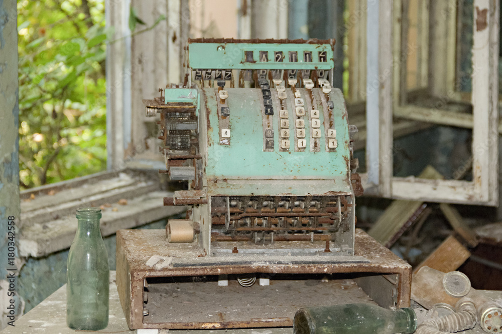 Destroyed sales register machine