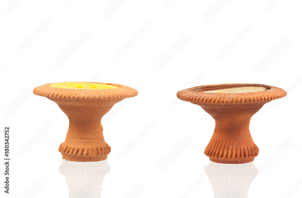 clay Candlestick on white background isolate clay Candlestick on white background isolate