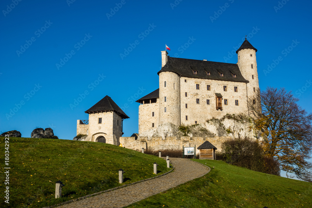 Medieval castle in village Bobolice on Jura Krakowsko-Czestochowska, Silesia , Poland