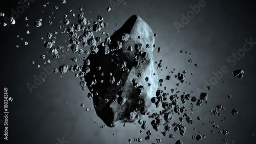 3D Illustration of a Asteroid floating in space	 photo