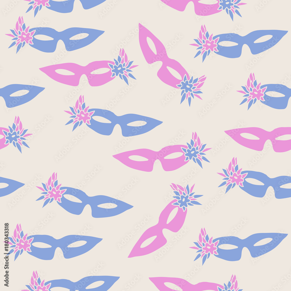 Seamless pattern with venetians mask. Hand drawn. Seamless pattern with venetians mask. Hand drawn.