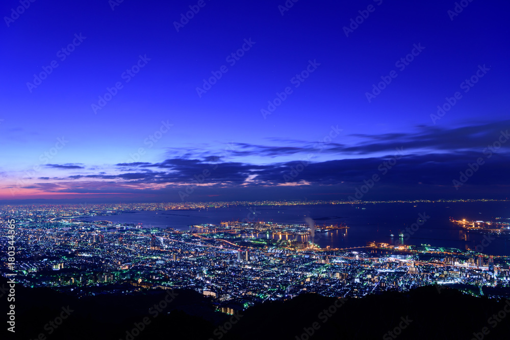 大阪、神戸の夜景　摩耶山掬星台からの眺め