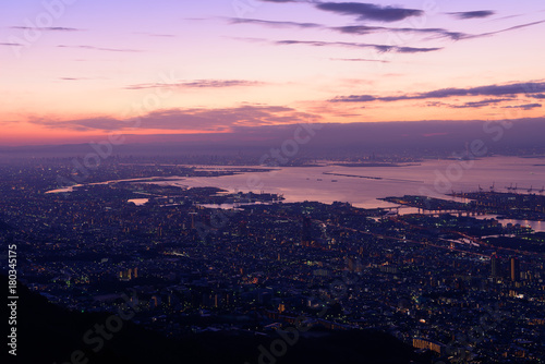 大阪、神戸の夜景 摩耶山掬星台からの眺め