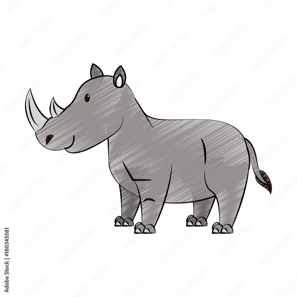 Cute rhino cartoon icon vector illustration graphic design