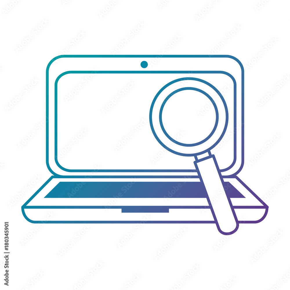 laptop computer with magnifying glass vector illustration design laptop computer with magnifying glass vector illustration design