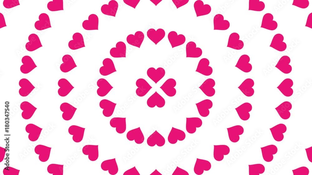 Pink Heart symbol circle pattern paper flip loop animation 4K on white