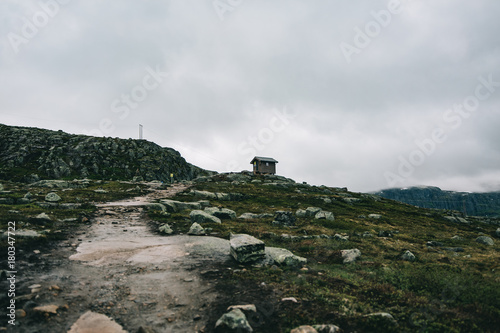 White clouds cover gorgeous fjords of Norway