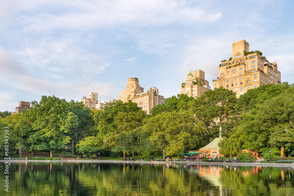 Lake with reflections in New York's Central Park
