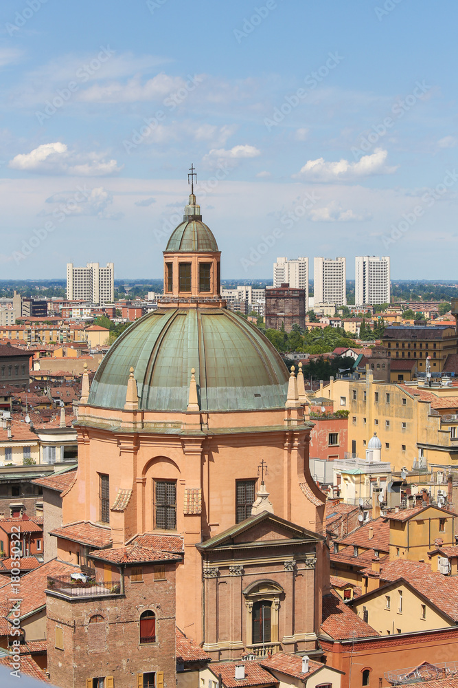 View from the Basilica di San Petronio on the Center of Bologna