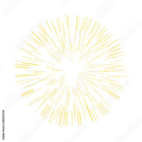 Abstract sparkles rays light explosion. Gold burst. Vector illustration.