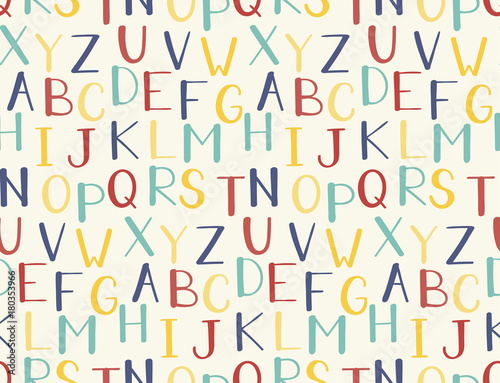 Seamless pattern with hand drawn vector alphabet.