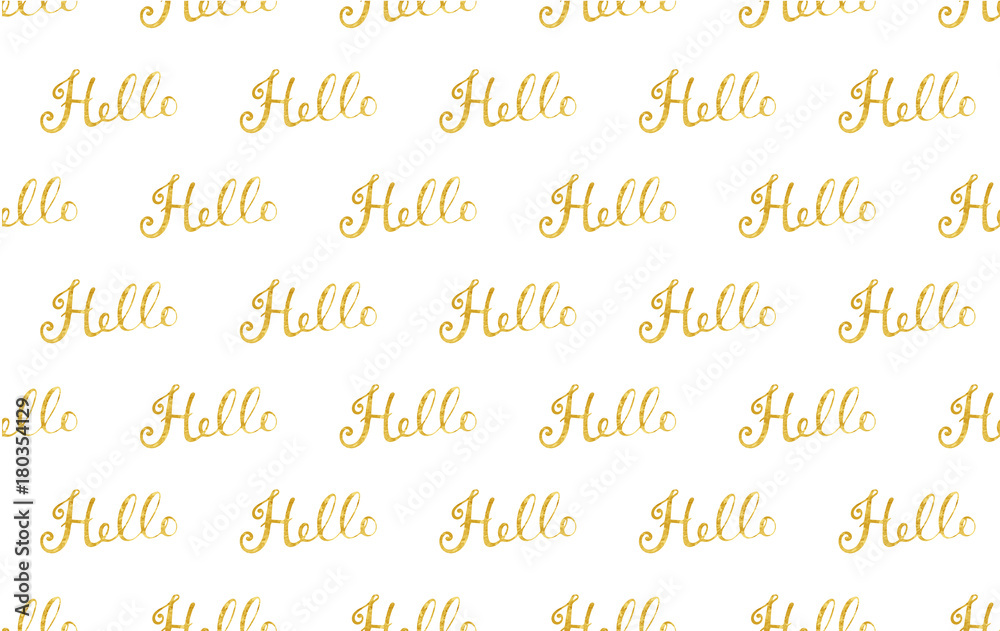 Seamless pattern with golden textured lettering Hello. Seamless pattern with golden textured lettering Hello.