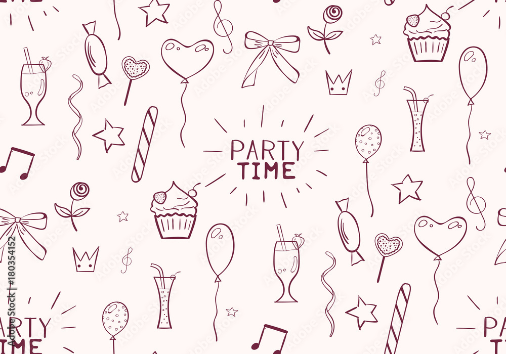 Seamless pattern with party elements.
