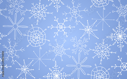 Seamless pattern with hand drawn snowflakes.