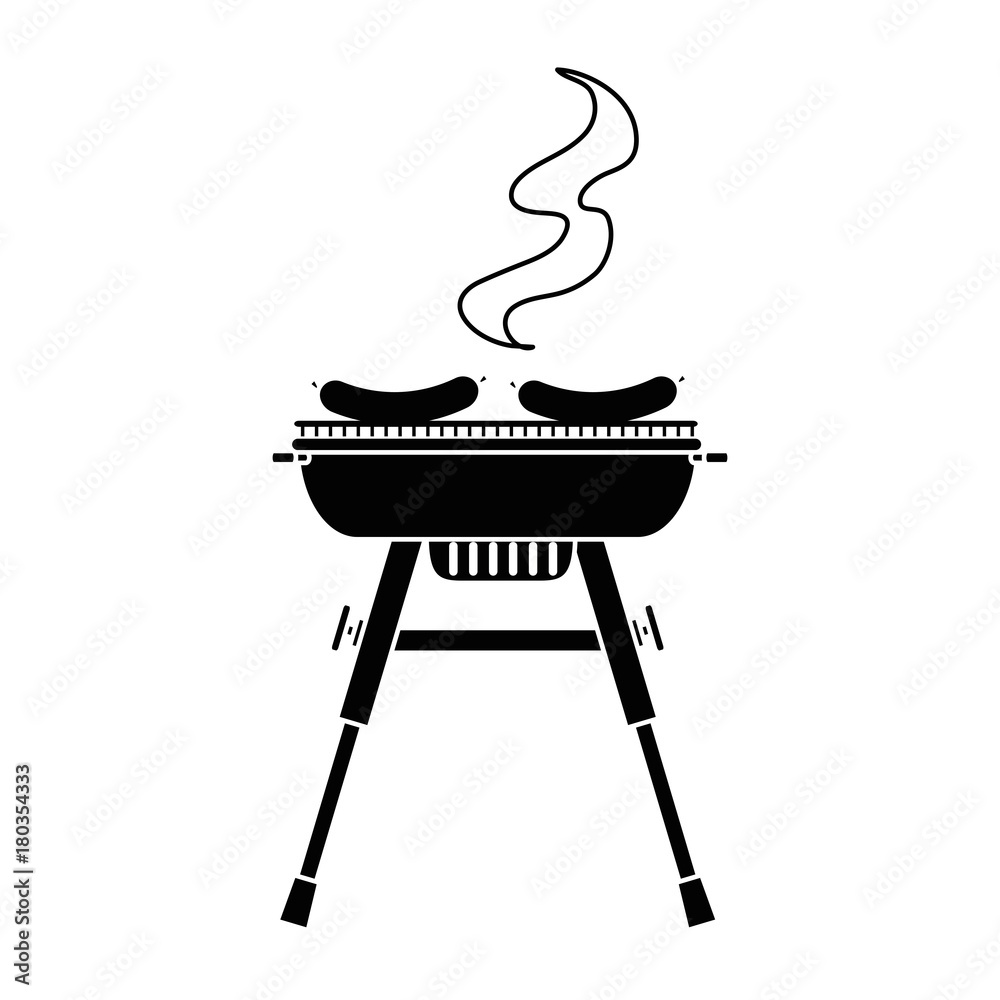 grill oven with sausages vector illustration design grill oven with sausages vector illustration design