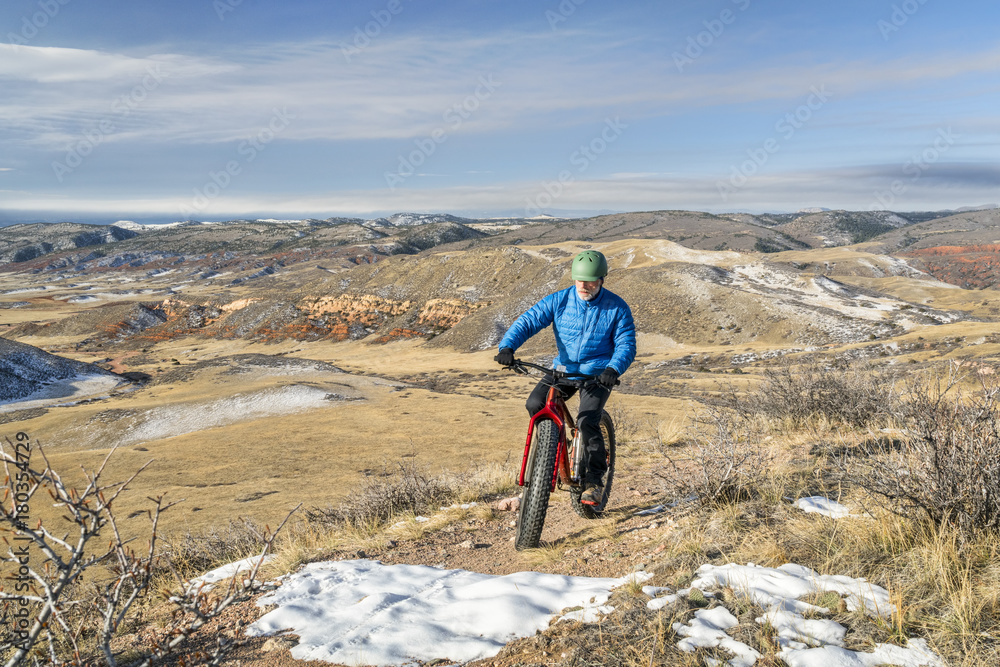 riding a fat bike on Colorado foothills