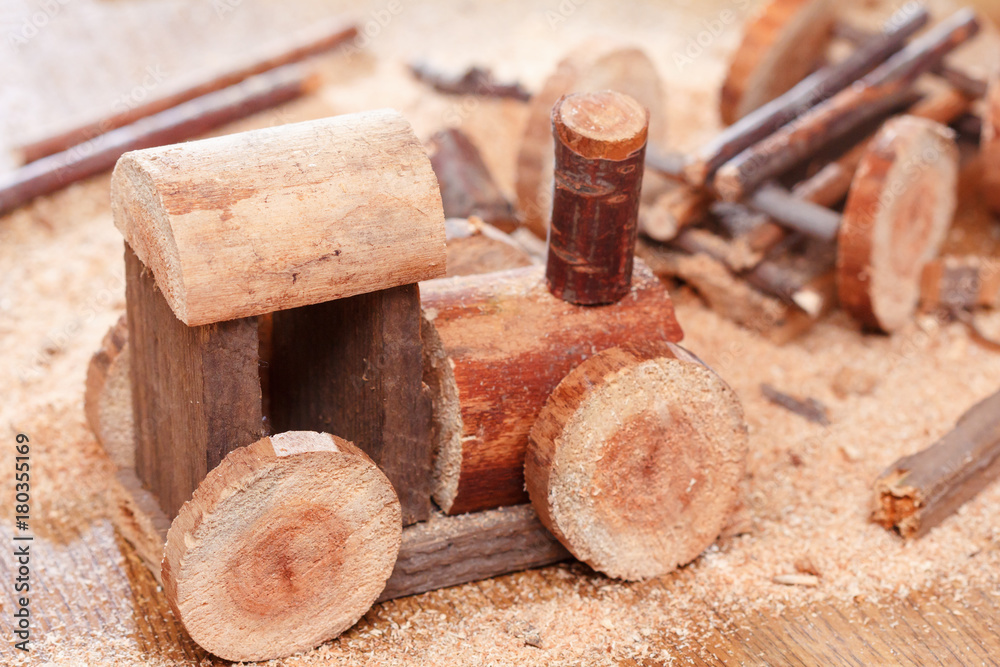 Making a homemade DIY toy made of wood, a children's train. Making a homemade DIY toy made of wood, a children's train.