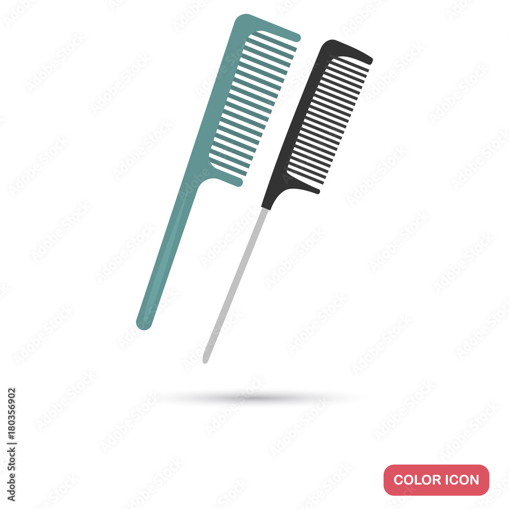 Hair comb color flat icon