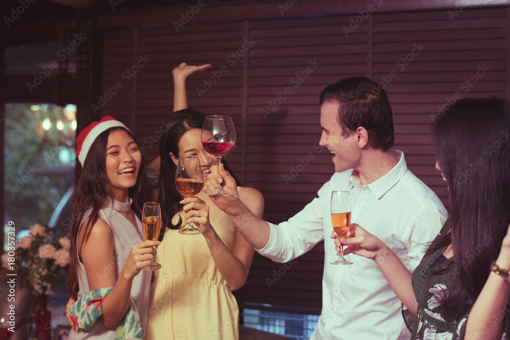 Fototapeta premium friends in meeting holiday party.