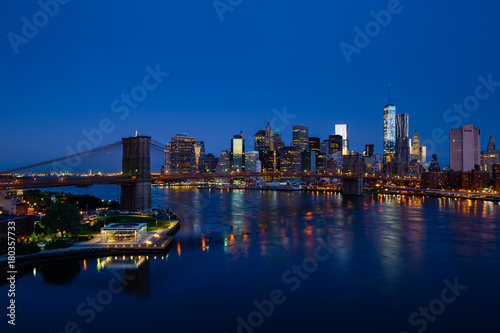 Blue New York panorama with Lower Manhattan and Brooklyn bridge © VOJTa Herout