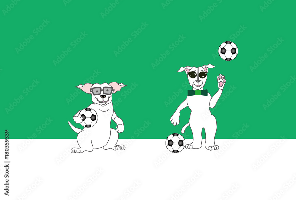 サッカーボールとサングラスの犬のイラストのはがきテンプレート Stock イラスト Adobe Stock