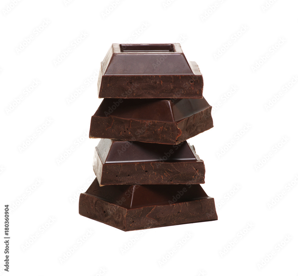 Chocolate pieces on a white Chocolate pieces on a white