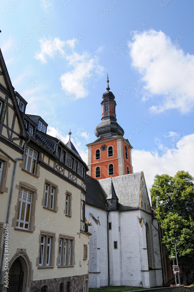 Pauluskirche Church of Bad Kreuznach on Nahe river. (Germany). Summer time.