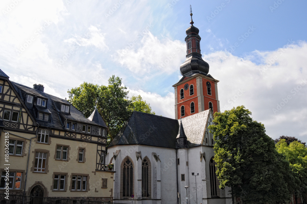 Pauluskirche Church of Bad Kreuznach on Nahe river. (Germany). Summer time.