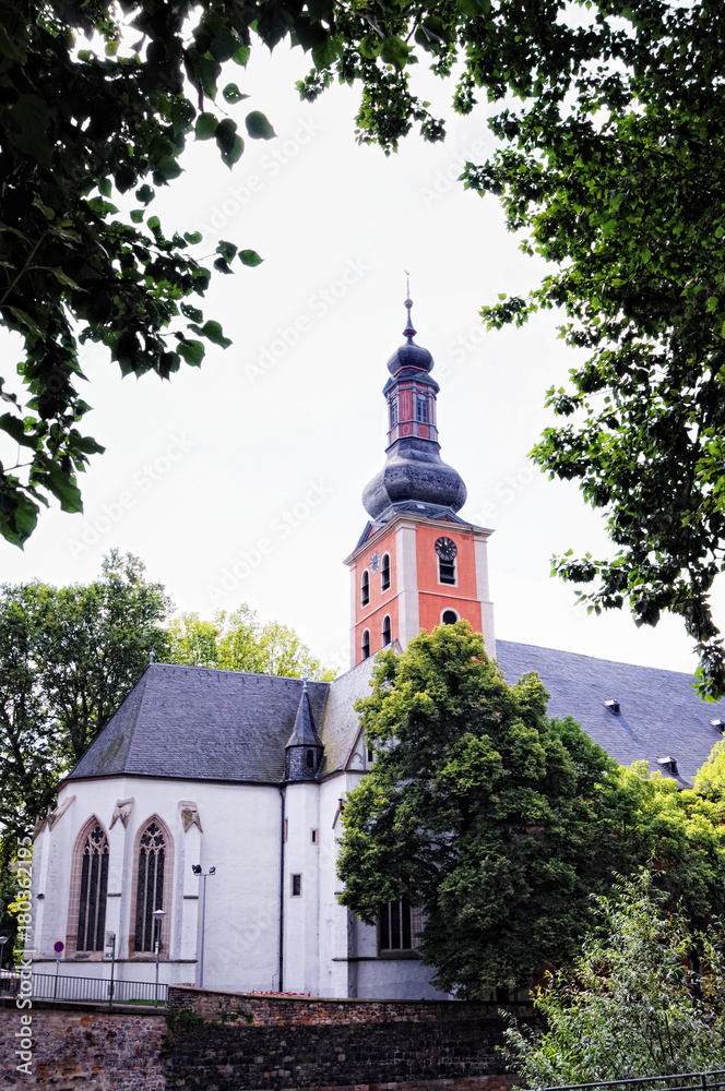 Pauluskirche Church of Bad Kreuznach on Nahe river. (Germany). Summer time.