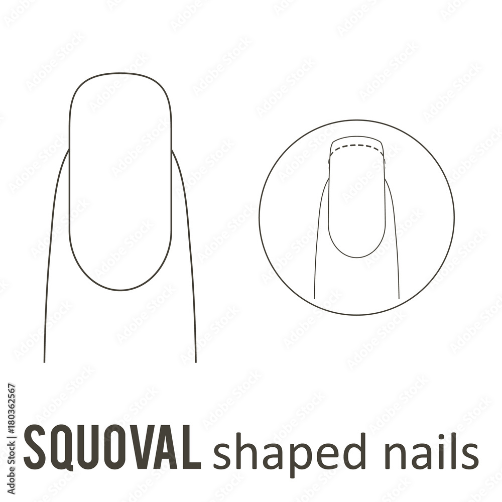 Nail manicure. How to make squoval nail shape. Vector Stock Vector | Adobe  Stock