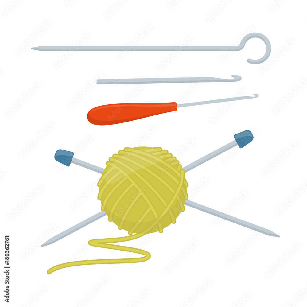Tangle of yarn and knitting needles, cartoon illustration of accessories  for handicrafts. Vector Stock Vector | Adobe Stock