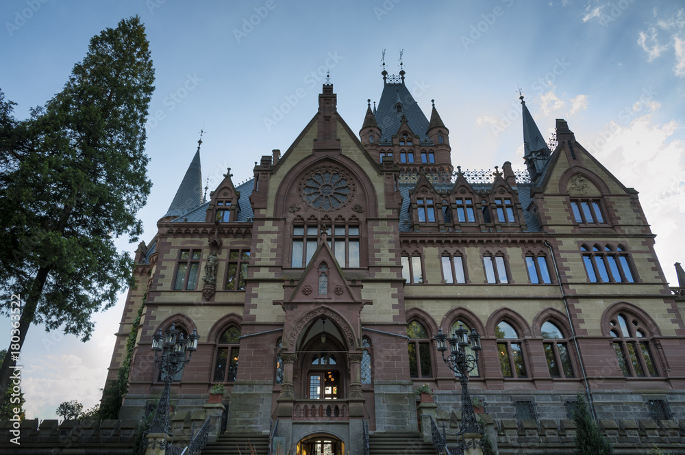 Fototapeta premium The beautiful Drachenburg Castle near Koenigswinter - Bonn, North Rhine-Westphalia in Germany.