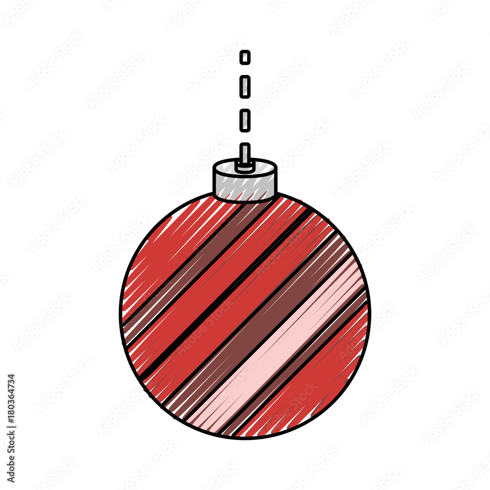 flat line colored christmas ball doodle over white background vector illustration flat line colored christmas ball doodle over white background vector illustration