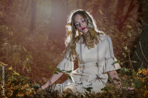 Fantasy Fairy Tale Forest , young woman posing as nymph