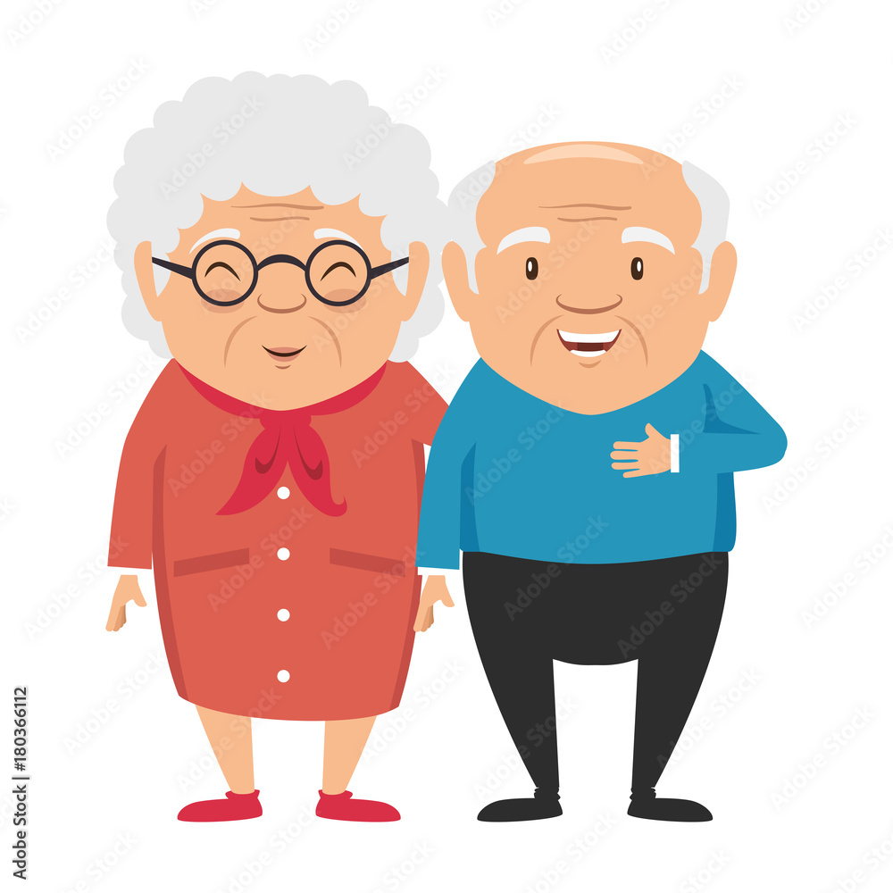 couple of grandparents avatars characters vector illustration design
